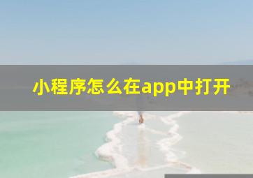 小程序怎么在app中打开