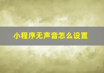 小程序无声音怎么设置