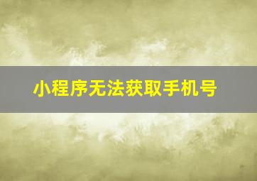 小程序无法获取手机号