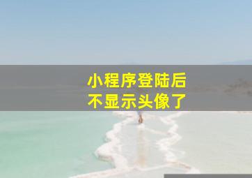 小程序登陆后不显示头像了