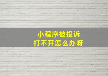 小程序被投诉打不开怎么办呀