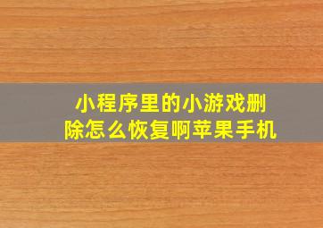 小程序里的小游戏删除怎么恢复啊苹果手机