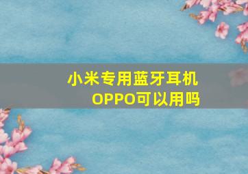 小米专用蓝牙耳机OPPO可以用吗