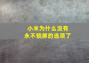 小米为什么没有永不锁屏的选项了