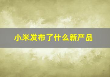 小米发布了什么新产品