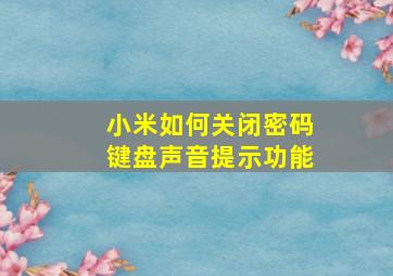 小米如何关闭密码键盘声音提示功能