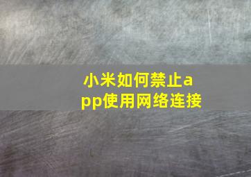 小米如何禁止app使用网络连接