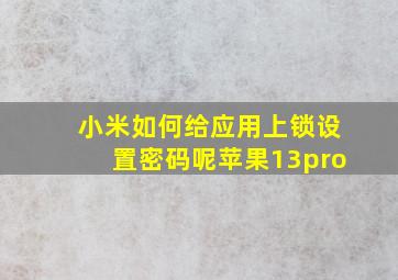 小米如何给应用上锁设置密码呢苹果13pro