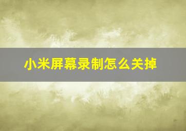 小米屏幕录制怎么关掉