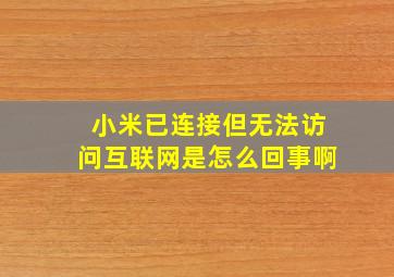 小米已连接但无法访问互联网是怎么回事啊