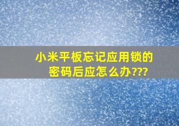 小米平板忘记应用锁的密码后应怎么办???