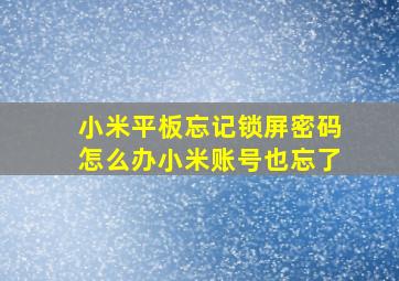 小米平板忘记锁屏密码怎么办小米账号也忘了