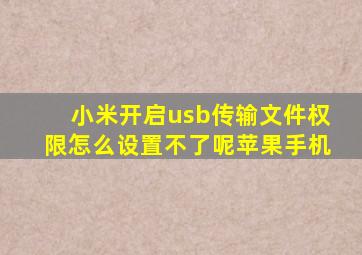 小米开启usb传输文件权限怎么设置不了呢苹果手机