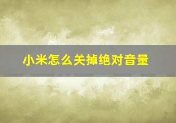 小米怎么关掉绝对音量