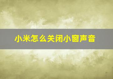 小米怎么关闭小窗声音