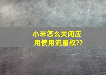 小米怎么关闭应用使用流量权??