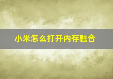 小米怎么打开内存融合