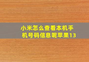 小米怎么查看本机手机号码信息呢苹果13