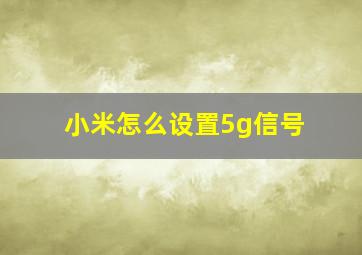 小米怎么设置5g信号