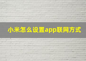 小米怎么设置app联网方式