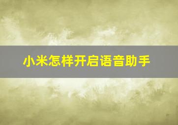 小米怎样开启语音助手