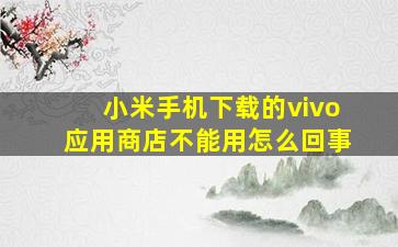 小米手机下载的vivo应用商店不能用怎么回事