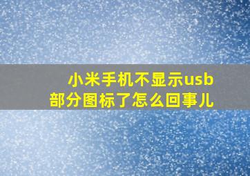 小米手机不显示usb部分图标了怎么回事儿