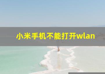 小米手机不能打开wlan