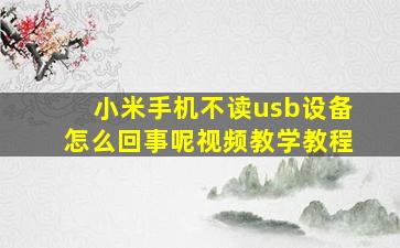 小米手机不读usb设备怎么回事呢视频教学教程