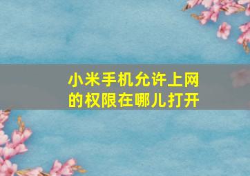 小米手机允许上网的权限在哪儿打开