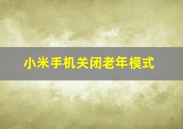 小米手机关闭老年模式