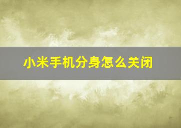 小米手机分身怎么关闭