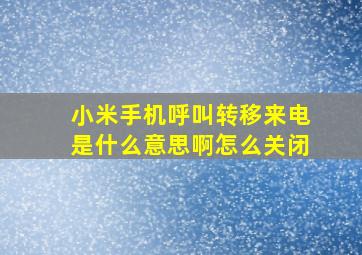 小米手机呼叫转移来电是什么意思啊怎么关闭