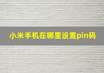 小米手机在哪里设置pin码