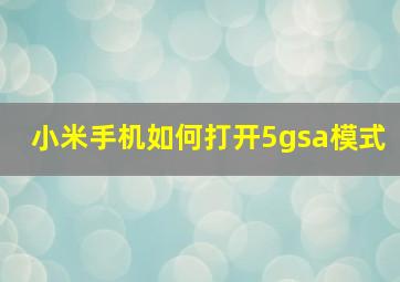 小米手机如何打开5gsa模式