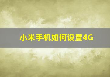 小米手机如何设置4G