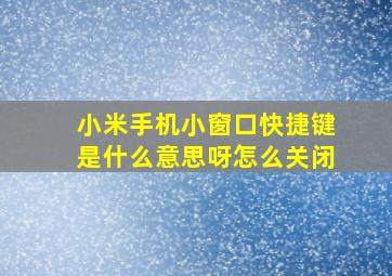 小米手机小窗口快捷键是什么意思呀怎么关闭