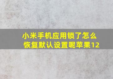 小米手机应用锁了怎么恢复默认设置呢苹果12