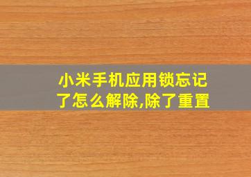 小米手机应用锁忘记了怎么解除,除了重置