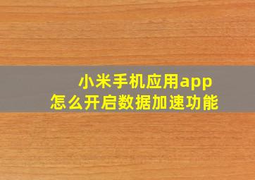 小米手机应用app怎么开启数据加速功能