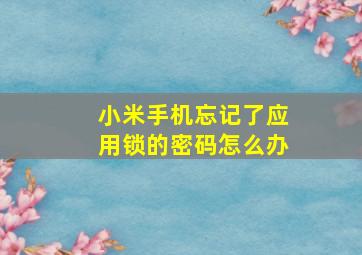 小米手机忘记了应用锁的密码怎么办