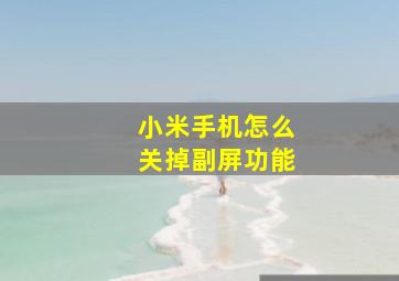 小米手机怎么关掉副屏功能