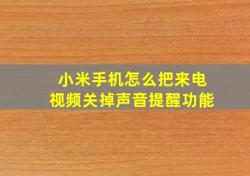 小米手机怎么把来电视频关掉声音提醒功能