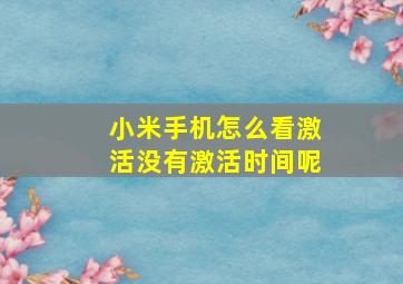 小米手机怎么看激活没有激活时间呢