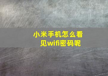 小米手机怎么看见wifi密码呢