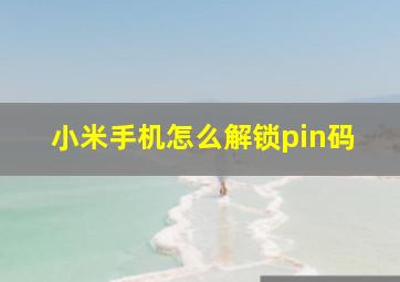 小米手机怎么解锁pin码