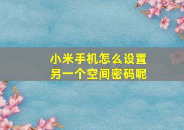 小米手机怎么设置另一个空间密码呢