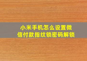 小米手机怎么设置微信付款指纹锁密码解锁