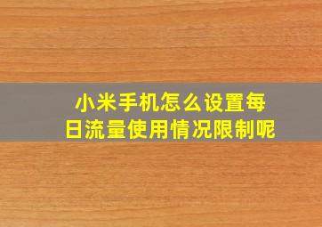 小米手机怎么设置每日流量使用情况限制呢