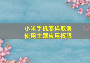 小米手机怎样取消使用主题应用权限